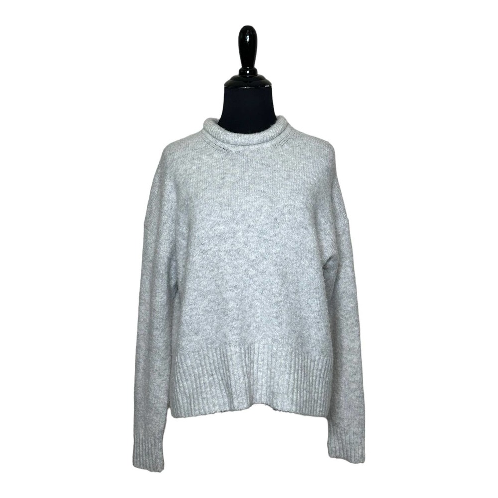 Madewell light gray long sleeves rolled crew neck sweater size large